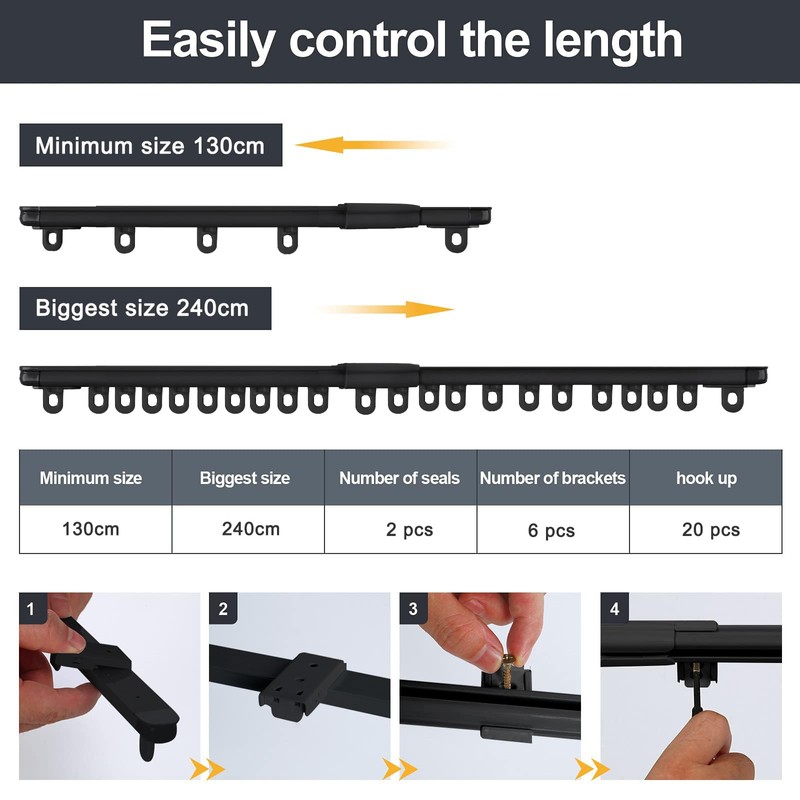 Zshine ceiling mounting or Wall mounting telescopic curtains track Home
