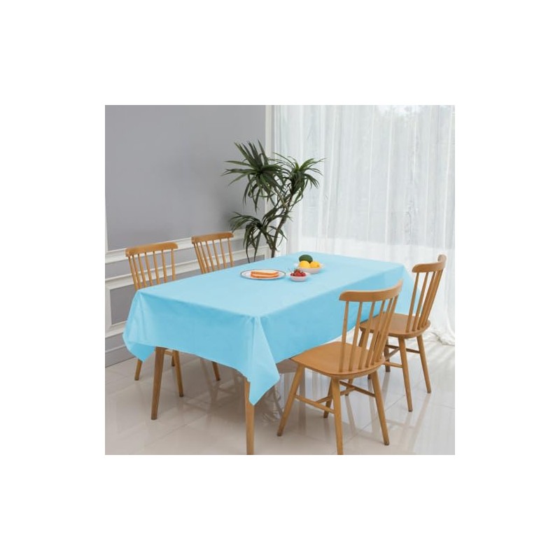 RCFFDL Baby Blue Plastic Tablecloth (2 Pack), 54 x 108