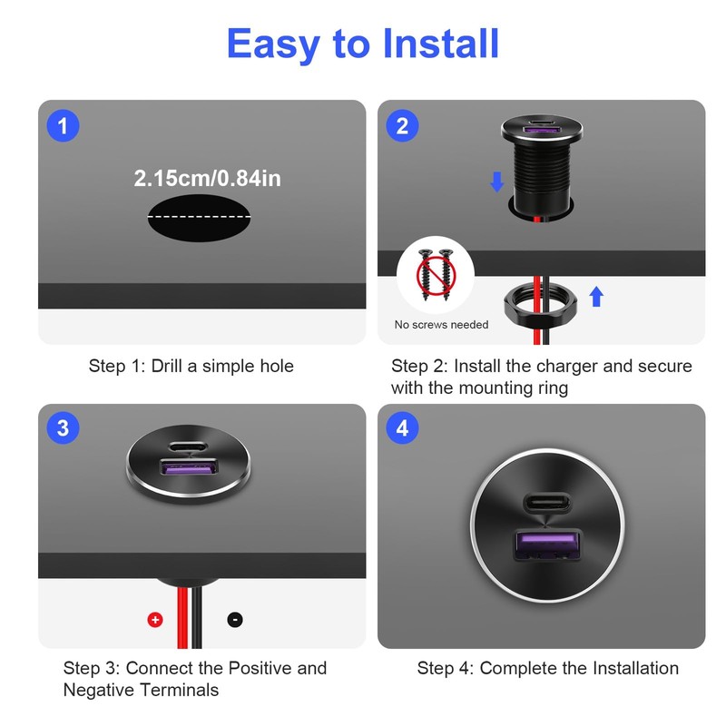 Linkstyle Aluminium Car USB Socket, 18W QC3.0 & 30W PD