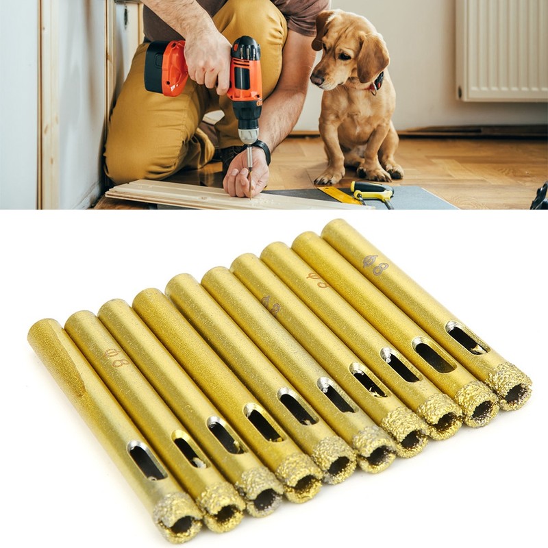 10Pcs Diamond Hole Saw Drill Bit Gold Granite Ceramic Tile