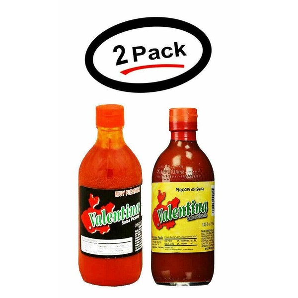 2 Pack Valentina 1 Black Extra Hot & 1 Yellow Hot Label Sauce-12.5 Oz. Free Ship
