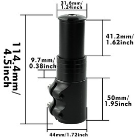 Bicycle Handlebar Riser, Black Aluminium Bicycle Stem Adapter 28.6 mm 124 mm for Bicycle, Height Adapter, Ahead Stem Adjustable