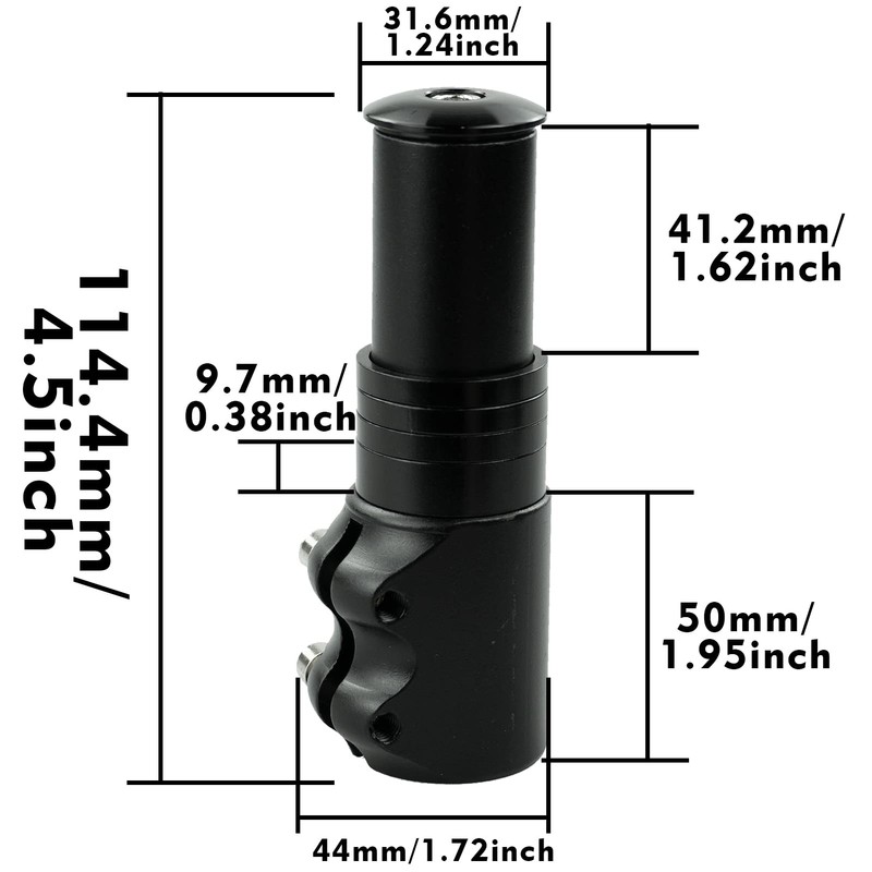 Bicycle Handlebar Riser, Black Aluminium Bicycle Stem Adapter 28.6 mm