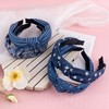 Framendino, 4 Pack Blue Denim Knotted Head Bands for Women