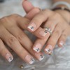 iBeautying Press on Nails - Shiny Short Flower Glitter Deco