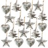 Logbuch-Verlag 18 Christmas Pendants Silver Metal Heart Star Tree 5