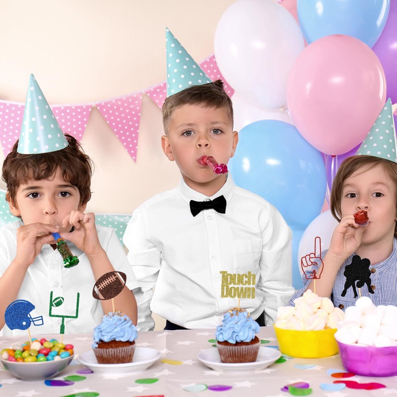 Festicreamy Super Bowl Football Cupcake Toppers - Perfect Football Party