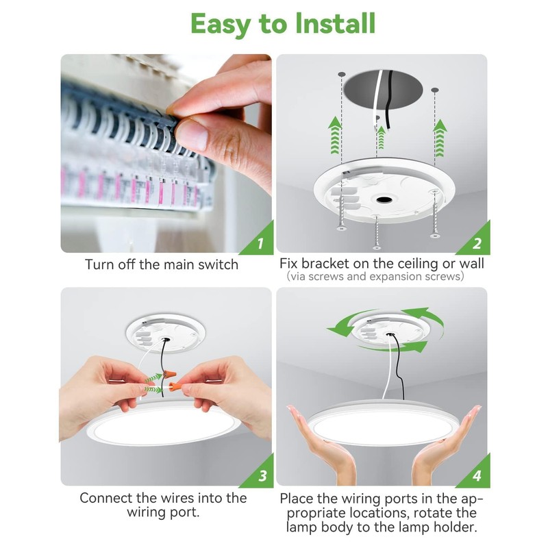 zemty 12 Inch White Flush Mount Ceiling Lights Super Slim