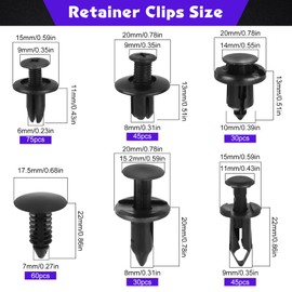 Set of 350 Car Mounting Clips, 6 Different Expansion Rivets, Body Clips, Plastic Rivets with Disassembly Tools and Sponge Cushion