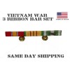 U.S. VIETNAM WAR SERVICE MOUNTED 3 RIBBON BAR W/ HOLDER