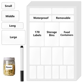 10 Pcs White Labels Stickers Removable Easy Peel Off Waterproof Labels for Bottles Organizing Name Blank Nametags with 1 Liquid Chalk Marker for Home Organization Bottles