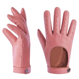 Harssidanzar Ladies Leather Gloves Touchscreen Unlined Thin Leather Gloves Sheepskin KL021EU, pink