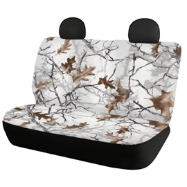 Howilath White Hunting Camo Forest Car Seat Cover Set Universal Fit Front & Rear Seat Protectors Accessories Interior Decor, Easy to Install