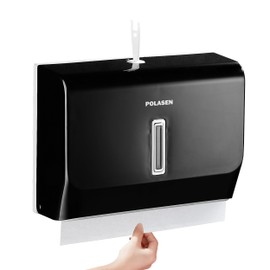 POLASEN Commercial Paper Towel Dispenser Wall Mount Black Pearl with Key Suitable for Length 10” C Fold Z Folded Tri Fold Hand Towels for Public Toilet Bathroom Restroom