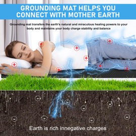ConBlom Grounding Mat for Bed, King Size Earthing Mattress Cover Sheets Pad Grounding Kit, Grounding Cord Included (King, 76 * 27")