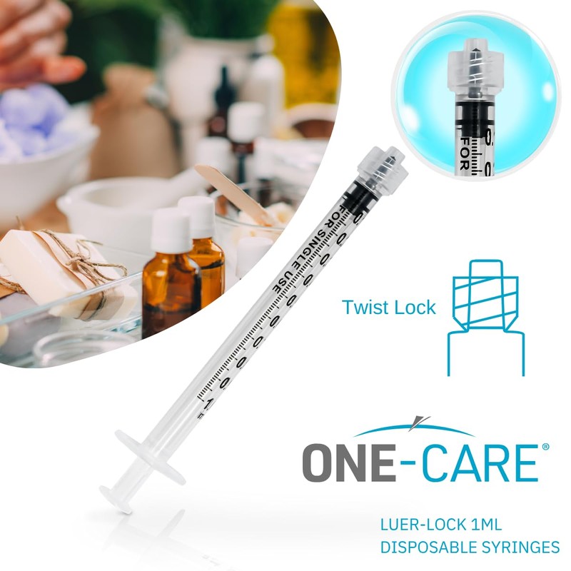 ONE-CARE 1ml Luer Lock Syringe, Sterile, Low Dead Space, 100/bx