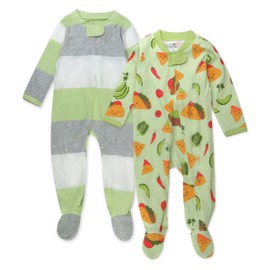 HonestBaby Sleep and Play Footed Pajamas One-Piece Sleeper 100% Organic Cotton for Baby Boys, 2-Pack Taco Time