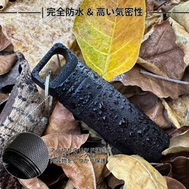 Portable Ashtray, Completely Waterproof, Pill Case with Carabiner, Moisture Resistant, Pressure Resistant, Aluminum, Small Item, Portable (Black)