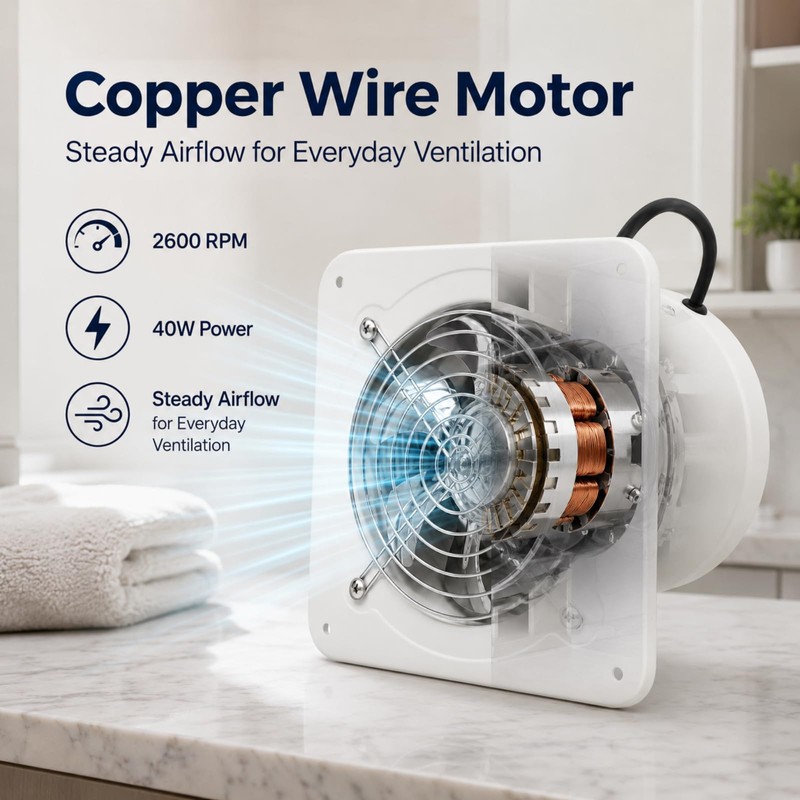 8 Inch Exhaust Fan, 110V 40W Wall Mounted Ventilation Fan