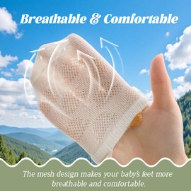 Baby Toddler Girls Boys Non Slip Grip Socks with Cute Ears Breathable Mesh Soft Cotton Anti-Skid Dots Ankle Socks for Crawling & Walking,4 Pairs