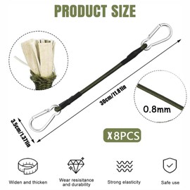 LSRVNM Pack of 8 elastic straps, 30 cm expander with carabiner hook, lashing straps with hooks, luggage straps for awnings, tarps, camping, bicycle, car, cargo