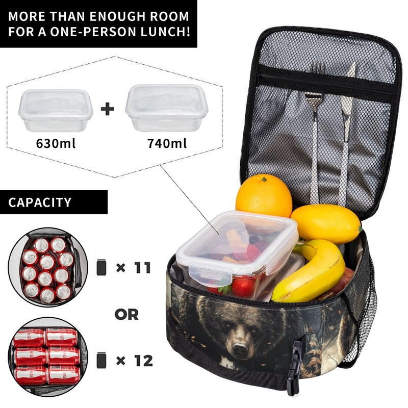 VANZEV Bear Lunch Box for Women Men, Insulated Lunch Box