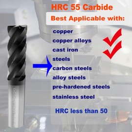 Smileray 7/64" Carbide Square End Mill Set for Alloy Steels/Hardened Steels, 4 Flute HRC 55 Deg AlTiN Coating End Mill Bits Set, CNC Router Bits (Pack of 5)