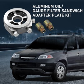 Oil Gauge Filter Aluminum Oil Pressure Temperature Gauge Filter Cooler Sandwich Plate Adapter M20 X 1.5 Racing Sport JDM Silver