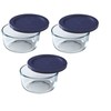 Pyrex Blue Storage Round Dish with Dark Plastic Cover, Clear