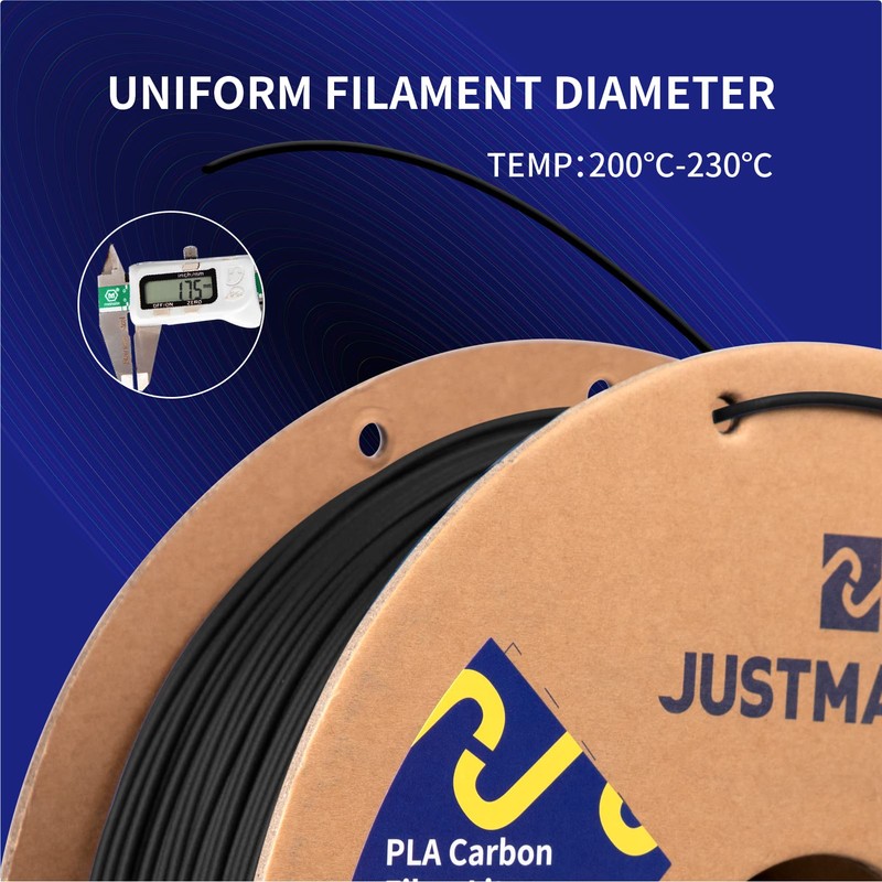JUSTMAKER PLA Carbon Fiber Lite 3D Printer Filament, Upgrade Strength