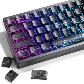 GMKWTL XVX Double Shot PBT Keycaps, Side Printed Shine Through Keyboard Keycap, Black E-World Backlit Keycap Sets Cherry Profile Compatible with 60% 65% 75% 80% 96% 100% Mechanical Keyboards