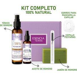 kit de Aceite de romero + Tonico + jabon + gorros para mascarillas capilares + cepillo para pestañas (KIT DE ROMERO PARA REGALO)