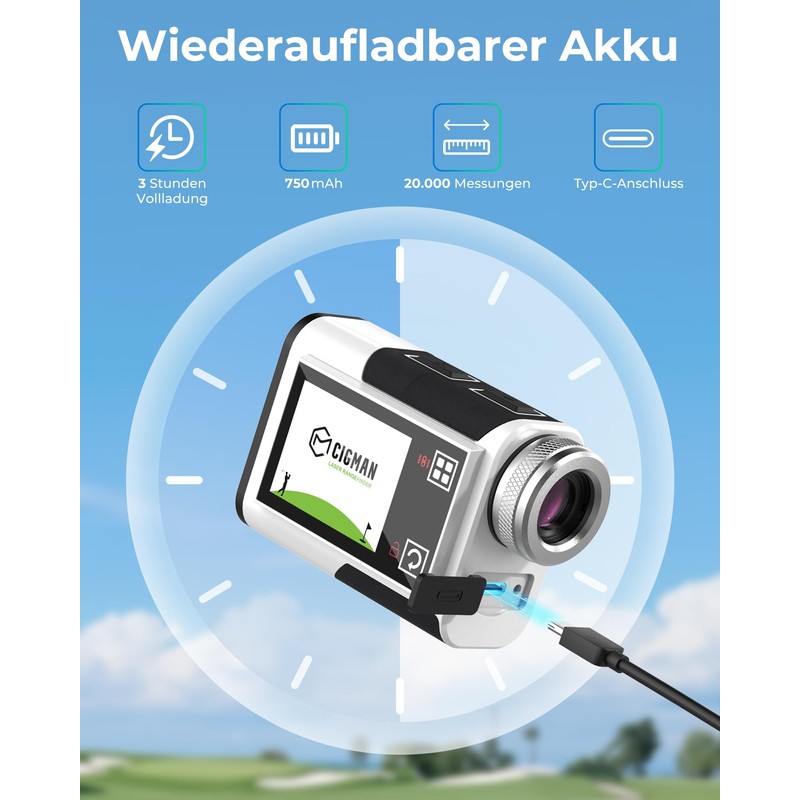 CIGMAN 1312Y Laser Golf Rangefinder with Side Touch Screen, Tilt