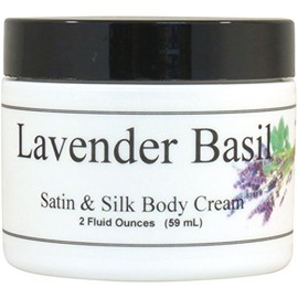 Lavender Basil Satin and Silk Cream, Body Cream, Body Lotion, 4 oz