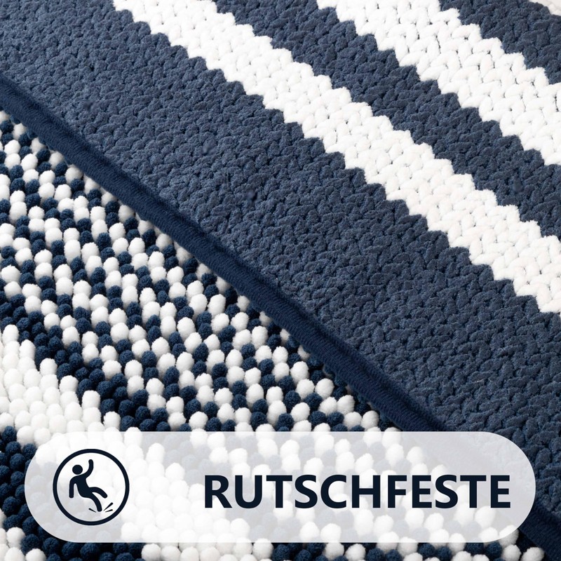 Biscpro Bath Mat Rug Extra Soft and Absorbent Fluffy Striped