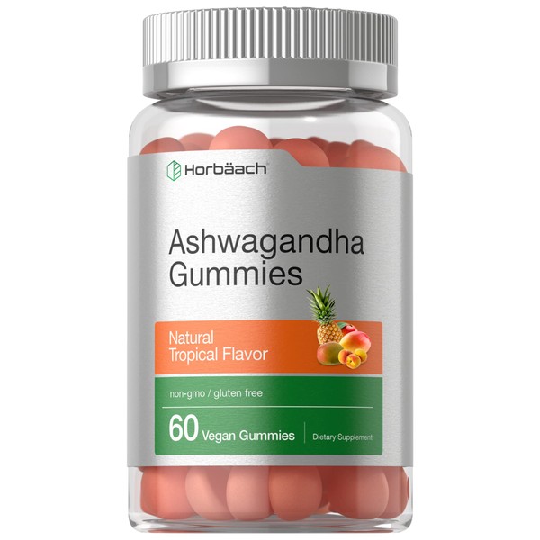 Ashwagandha Gummies for Women and Men | 60 Count | Vegan, Non-GMO, & Gluten Free Supplement | Natural Tropical Flavor | by Horbaach