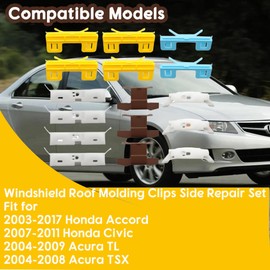 16 Pcs Windshield Roof Molding Clips Side Repair Set fit for H-onda Accord 2003-2017,for H-onda Civic 2007-2011, for Acura TL 2004-2009,for Acura TSX 2004-2008(Replace 91570SJD003 73154SNA003)