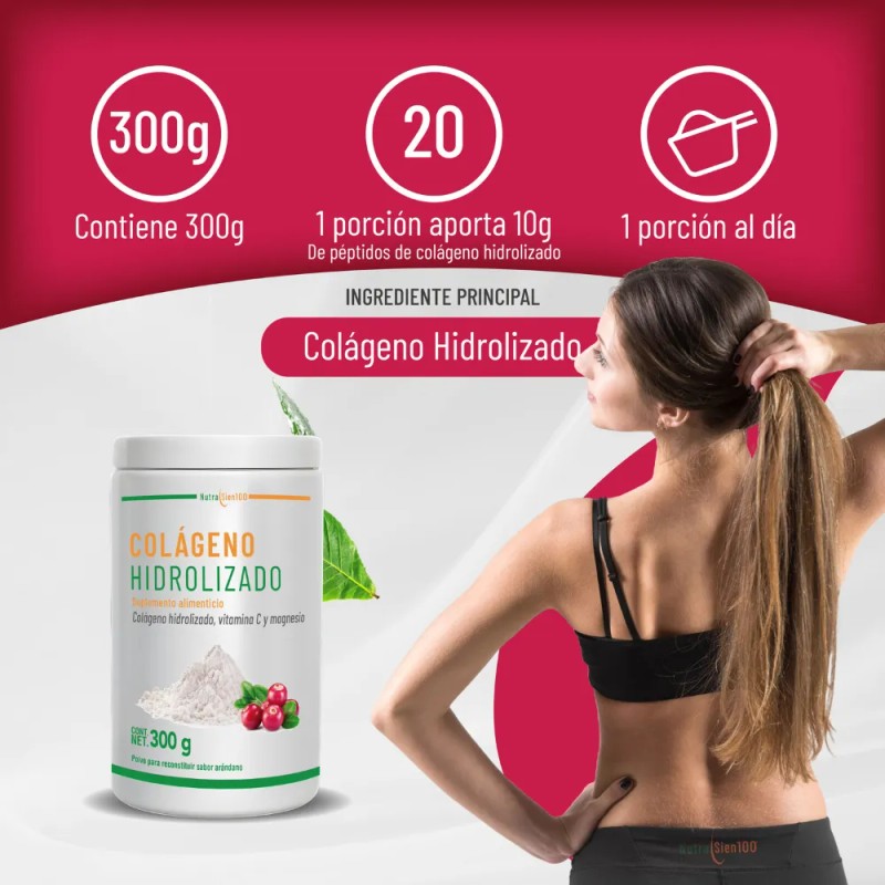 Colágeno Hidrolizado Sin Azúcar Con Arándano Nutrasien 300g