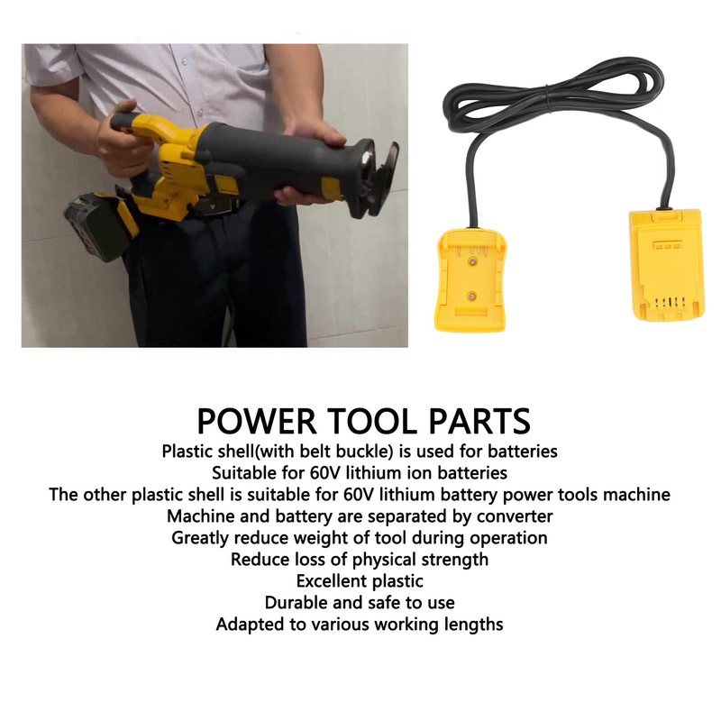 Lithium Battery Adapter Extension Cord Weight Reducer for 60V Interface