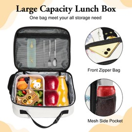 Large Cat Lunch Box for Women Girls, Insulated Floral Lunch Bag Waterproof Flower Lunch Tote Bag with Water Bottle Holder Reusable Lunch Sack for School Work Picnic Beach Cat gifts for Cat Lover