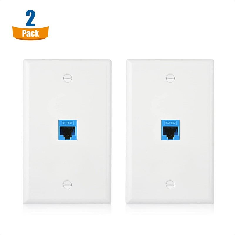 Cable Matters 2-Pack 1-Port Ethernet Wall Plate, White, Cat6 Wall