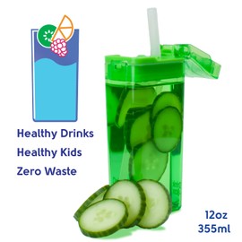 Precidio Design - Recipiente reutilizable para caja de jugos ecológica, 12 onzas, color verde