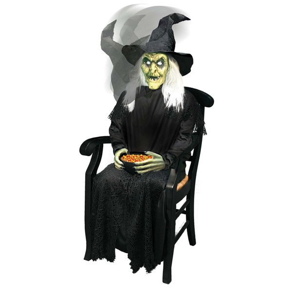 Sitting Witch Animated Prop Halloween Porch Greeter