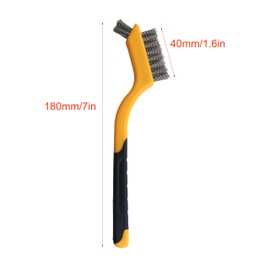 Guifeng 4PCS Yellow Dual Head Wire Brush 7inch Soft Grip Crevice Stationery Cleaning Rust Removal Brush Used to Clean Weld slag Paint Dirt Used to Remove Paint Rust Scale Metal Polishing