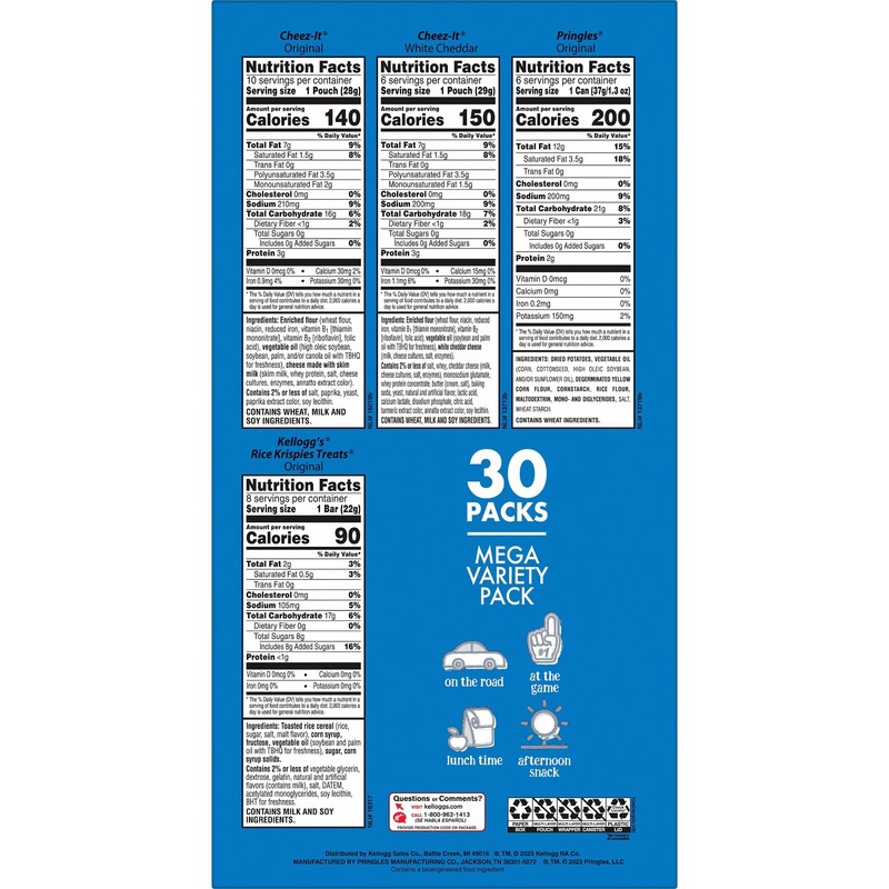 Kellogg's Cheez-It, Pringles & Rice Krispies Treats Snacks Mega Variety