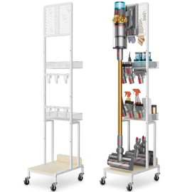 Vacuum Stand for Dyson V15 V12 V11 V10 V8 V7 V6 Gen5, Standing Dock with Accessory Holder, Vacuum Attachments for Dyson Replacement Parts, Floor Docking Station with Cordless Vacuum Storage Organizer