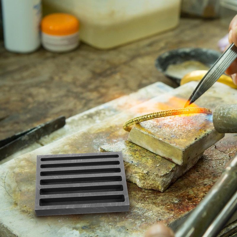 TEHAUX Long Strip Graphite Ingot Mold, Black Crucible Ingot Casting