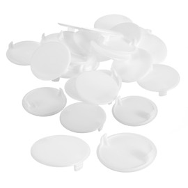 sourcing map 30Pcs Hinge Hole Covers, 40mm(1 9/16") Dia Plastic Concealed Hole Cover Round Flush Type Caps for Furniture Cabinet Cupboard, White