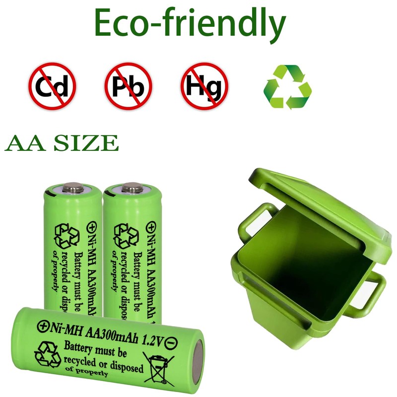 Yibatopow 16 Packs1.2V AA 300mAh Solar Lights Batteries Ni-MH Rechargeable