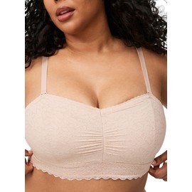 Torrid Unlined 4-Way Stretch Lace Bandeau Rose Dust